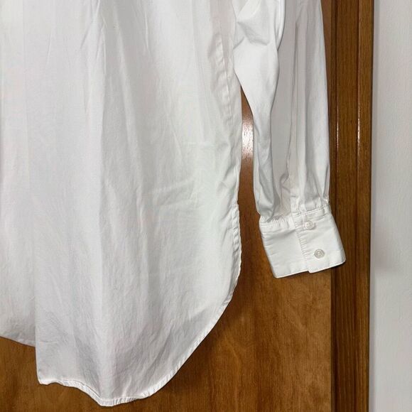 Open Edit Women White Organic Cotton Poplin Oversize Button Down Blouse Small - Picture 9 of 13